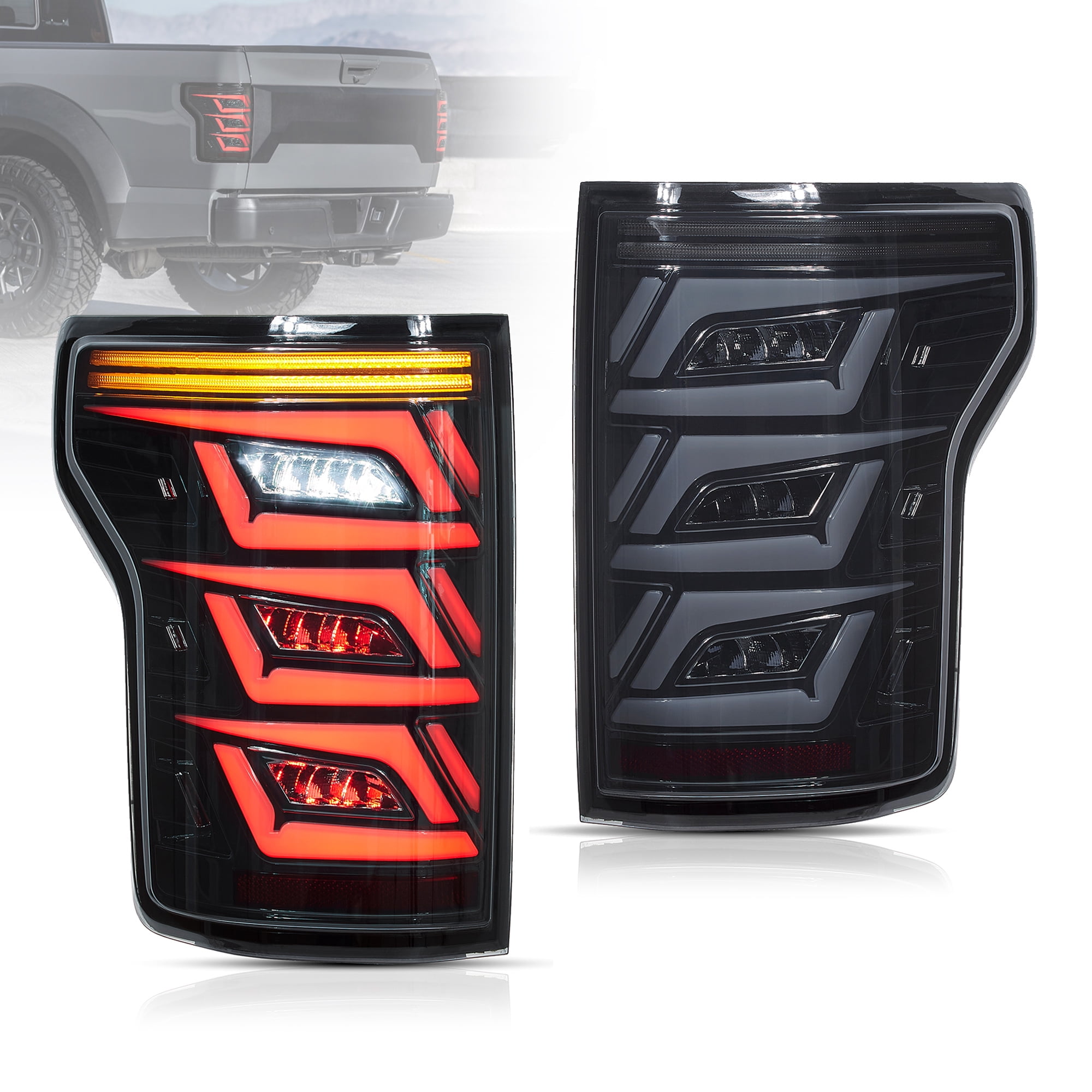VLAND LED Tail Lights Assembly Smoked for Ford F150 XLT XL SSV Platinum ...
