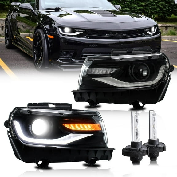 VLAND for 2014 2015 Chevrolet Camaro Headlights Assembly Replacement (with D2H Bulbs)