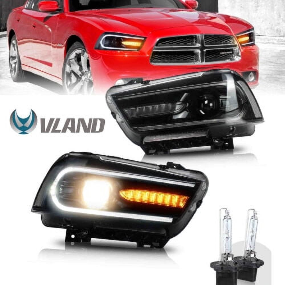 VLAND for Dodge Charger 2011 2012 2013 2014 Dual Beam Projector Headlights Replacement Assembly (Bulbs Included)