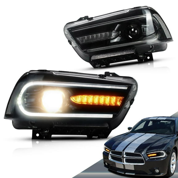 VLAND for Dodge Charger 2011 2012 2013 2014 Dual Beam Projector Headlights Replacement Assembly