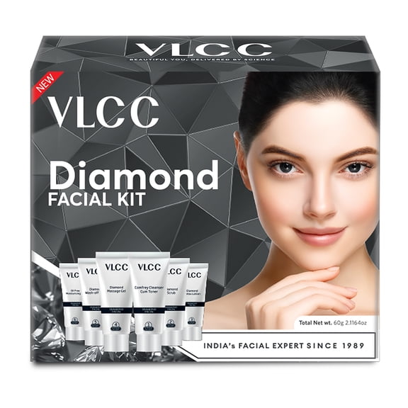 VLCC Diamond Facial Kit, Face Toner and Scrub, 6 Pc