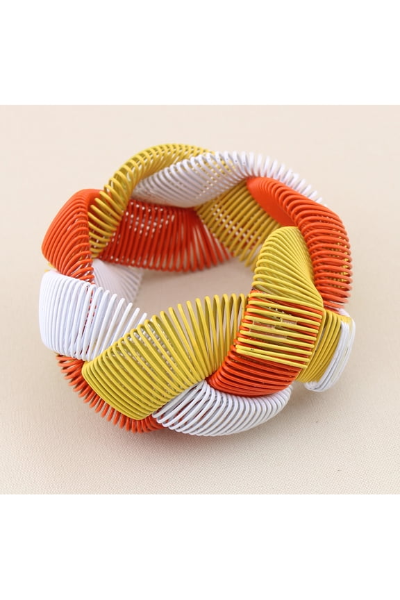 .VLD Jewelry - Halloween Candy Corn Yellow & Orange & White Stretch Bracelet