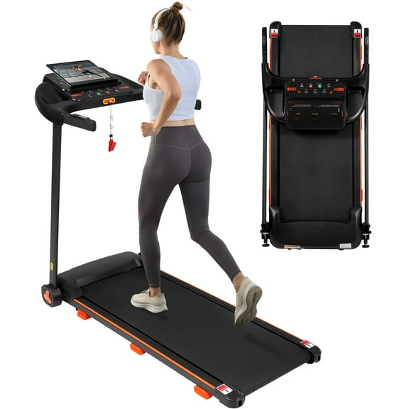 VLDTDRDI 500LBS 2.5HP Folding Treadmill with 7.5mph Speed,Portable Running Walking Compact Exercise Machine with USB Charge Station,Bluetooth speaker, 2-Level Incline for Home