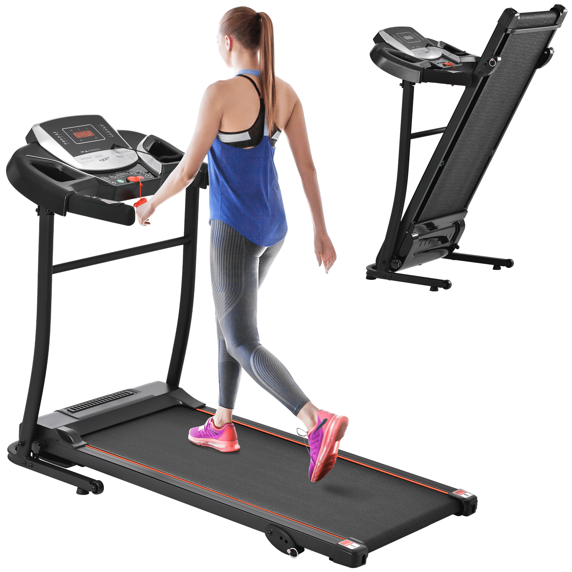 VLDTDRDI 500LBS 3HP Folding Treadmill with 7.5mph Speed,55.5" Longer Portable Running Walking Compact Exercise Machine with Brushless Motor,12 Preset Program, 3-Level Incline,Device Holder for Home