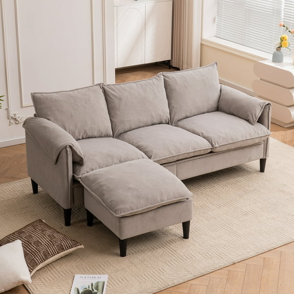 VLDTDRDI 78" Convertible Sectional Sofa,Modern Chenille L-Shaped Couch with Storage Chaise,3 Seats Sofas for Living Room,Apartment, Compact Spaces, Beige