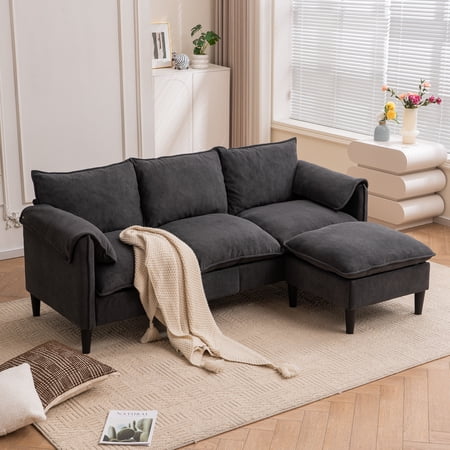 VLDTDRDI 78" Convertible Sectional Sofa,Modern Chenille L-Shaped Couch with Storage Chaise,3 Seats Sofas for Living Room,Apartment, Compact Spaces, Grey