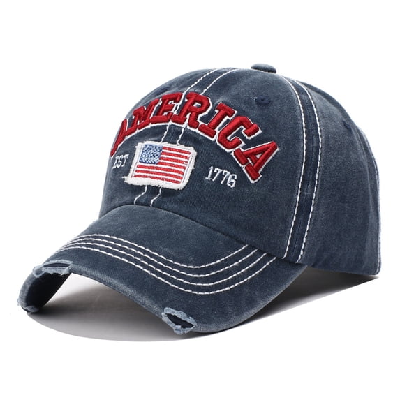 VLOOCKLW American Flag Baseball Cap Washed Distressed Holes Unisex Adjustable Sun Hat for Men Women Sports Outdoor All Seasons Wear