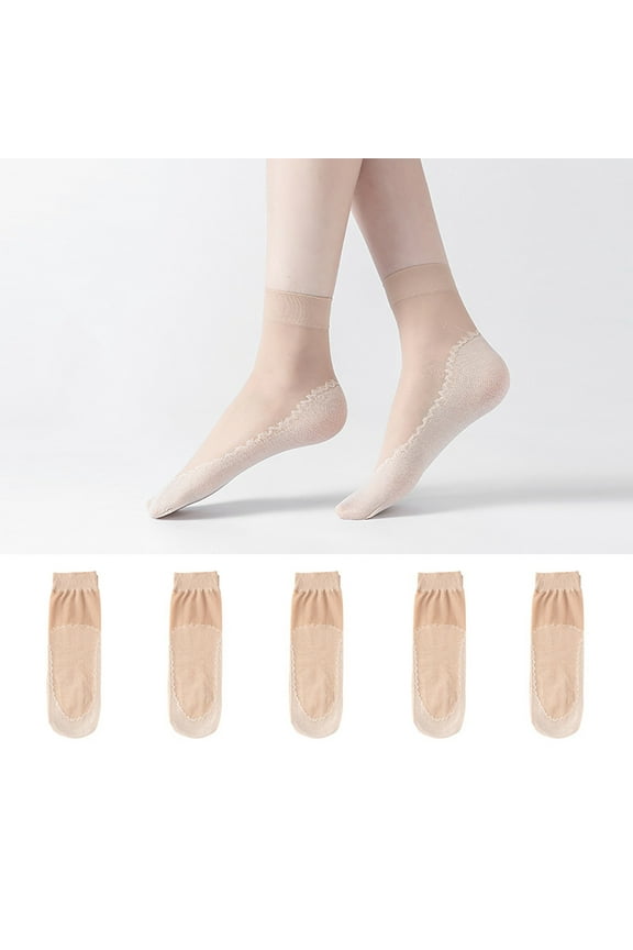 Ankle High Sheer Nylon Socks Ankle High No-Show Socks with Silicone Grip, Invisible Pantyhose Socks for Flats & Boat Shoes