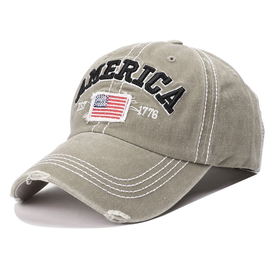 VLOOCKLW Baseball Cap Men Women American Flag Washed Distressed Holes Design Adjustable Sun Hat Lightweight Sports Outdoor Casual Wear