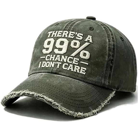 VLOOCKLW Baseball Cap “There’s A 99% Chance I Don’t Care” Funny Letter Design Adjustable Dad Hat Vintage Distressed Casual Daily Sun Hat