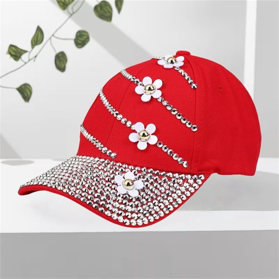 VLOOCKLW Cotton Soft Baseball Cap Studded Rhinestone Crystals Adjustable Ponytail Mesh Baseball Cap Shiny Bling Casual Sports Cap Breathable Sun Hat