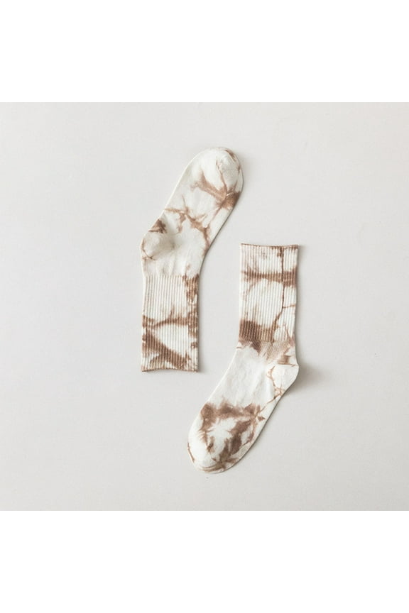 Couple Matching Mid Calf Socks 2 Pair – Men's Women's Tie Dye Hip Hop Socks, Street Skateboarding Casual Socks for Fall & Winter