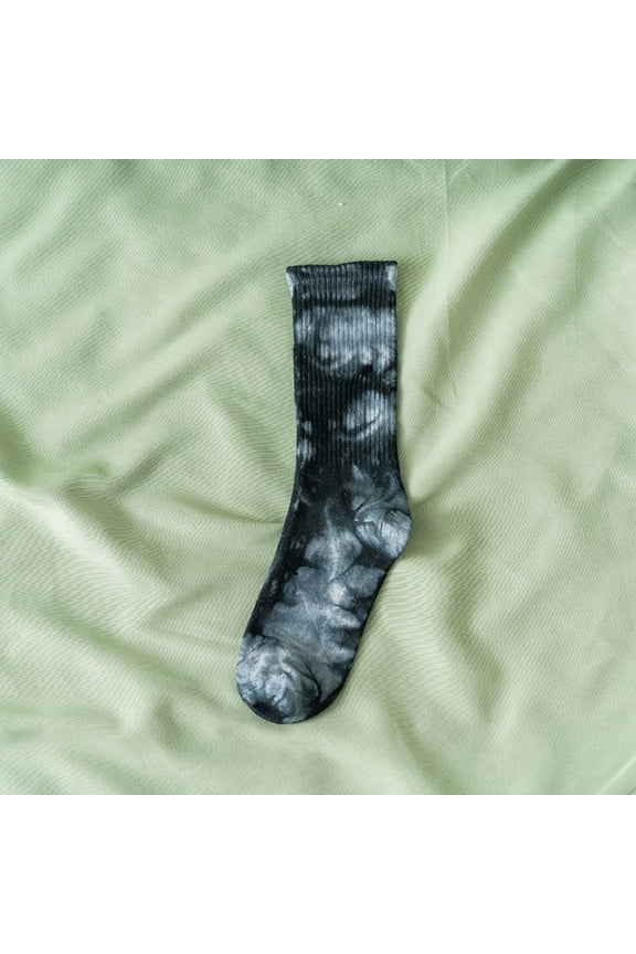 Couple Matching Mid Calf Socks 2 Pair – Men's Women's Tie Dye Hip Hop Socks, Street Skateboarding Casual Socks for Fall & Winter