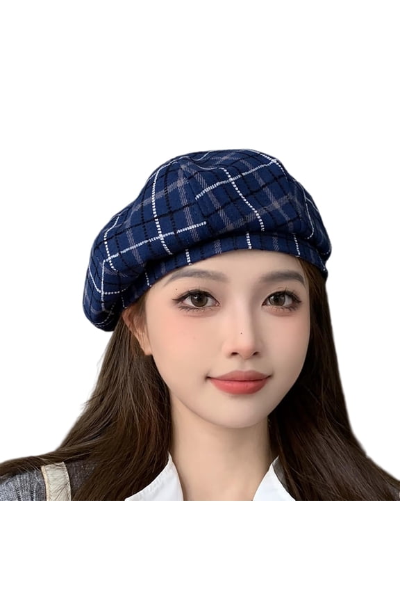 Ladies Retro Plaid Wool Beret Hat British Vintage Style Painter Artist Beret Cap Warm Fashion Winter Belle Hat for Women