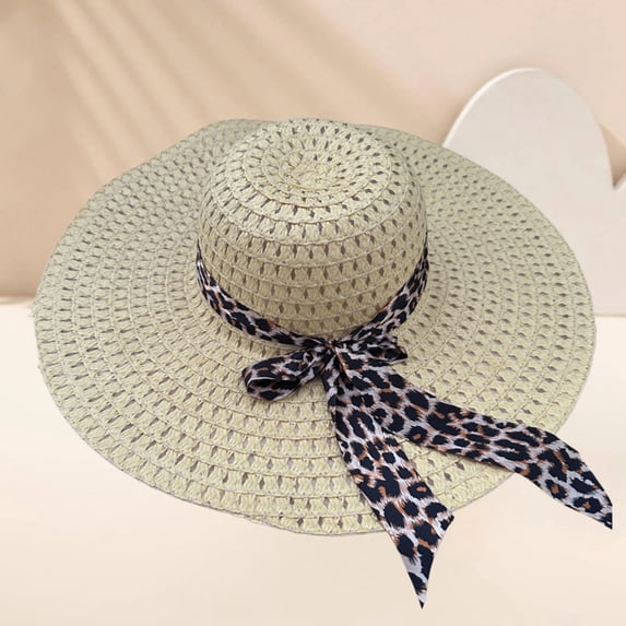VLOOCKLW Hand Woven Straw Beach Hat for Women Fashion Summer Travel Sun Hat Lightweight Breathable Seaside Vacation Casual Cap