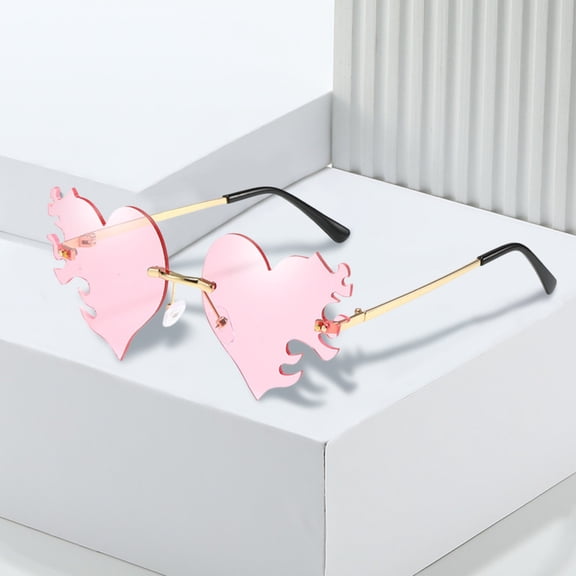VLOOCKLW Heart Shaped Rimless Sunglasses ransparent Candy Color Frameless Glasses for Women, UV Protection Fashion Shades for Daily Wear, Parties, Vacations & Gifts