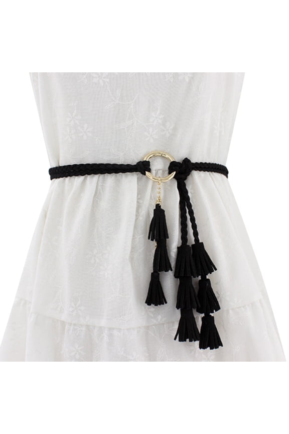Knotted Fringe Waist Cord For Women Braided Boho Casual Belt Tie Sash For Dress Jeans Wrap