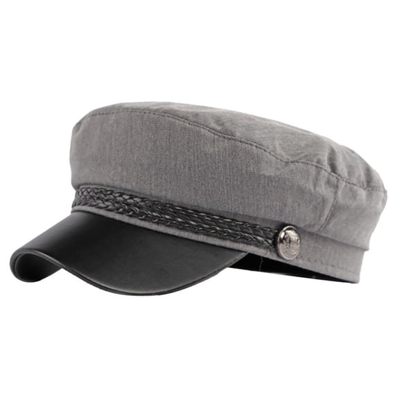 VLOOCKLW Ladies Flat Cap Leather Brim Contrast Color Adjustable Sailor Style Hat Spring Autumn Vacation Decorative