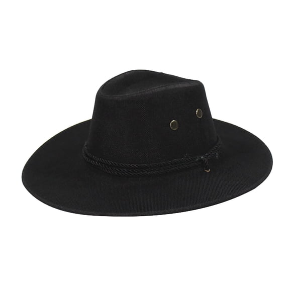 VLOOCKLW Men's Classic Western Brown Cowboy Hat with Leather & Metal Embellishments Outdoor Travel Sun Hat Casual Daily Wear Cap