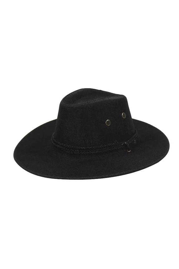 Men's Classic Western Brown Cowboy Hat with Leather & Metal Embellishments Outdoor Travel Sun Hat Casual Daily Wear Cap