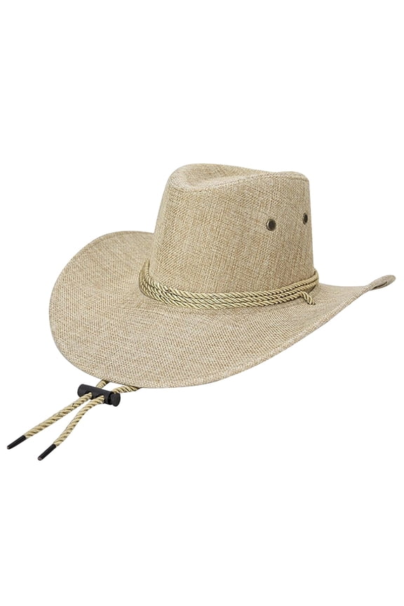 Classic Brown Western Cowboy Hat for Men Leather & Metal Decor Vintage Style Outdoor Sun Protection Casual Ranch Hat