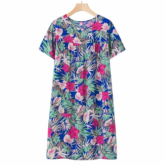 VLOOCKLW Nightgowns for Women Sleeveless Cotton Sleep Shirt Soft Sleep Dress Loose Fit Summer Nightshirt Casual Print Sleepdress