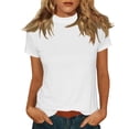 thumbnail image 1 of JIANLAI Solid Color Tops For Women Mock Neck Short Sleeve Casual Dressy Blouse Soft Lightweight Versatile Tops For Everyday Work Street Style, 1 of 7