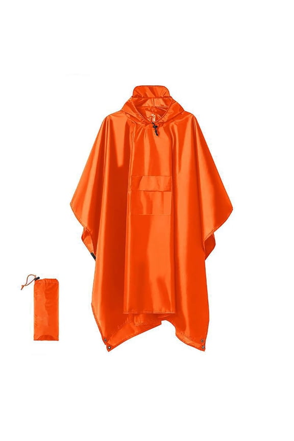 Solid Color Zippered Shawl Rain Poncho Jacket Coat Hooded Zipper Style
