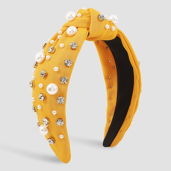 VLOOCKLW Top Knot Pearl Headband Pearl Embellished Hair Hoop, Elegant Fashion Headwear for Girls, Casual Daily Wear, Weddings, Parties & Special Occasions