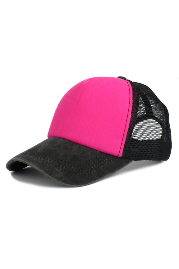 Two Tone Trucker Hat Summer Mesh Cap with Adjustable Snapback Strap