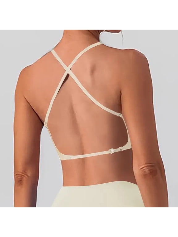 U Backless Workout Top Summer Push Up Workout Top Breathable Supportive Low Impact Training Bra for Daily Wear