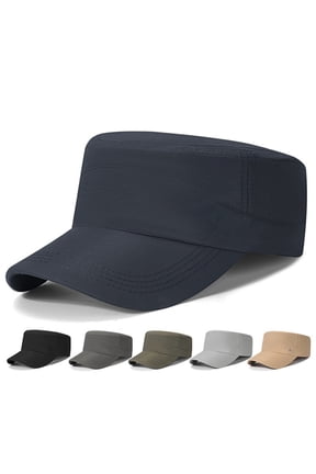 Unisex Flat Top Cap Adjustable Baseball Hat Structured Crown High Profile Classic Coupe Style