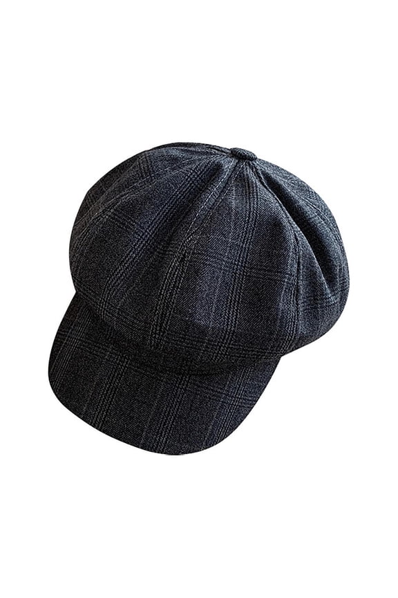 Vintage Plaid Beret For Women Winter Newsboy Style Cap Warm Cabbie Hat Fall Winter Cozy Wool Blend