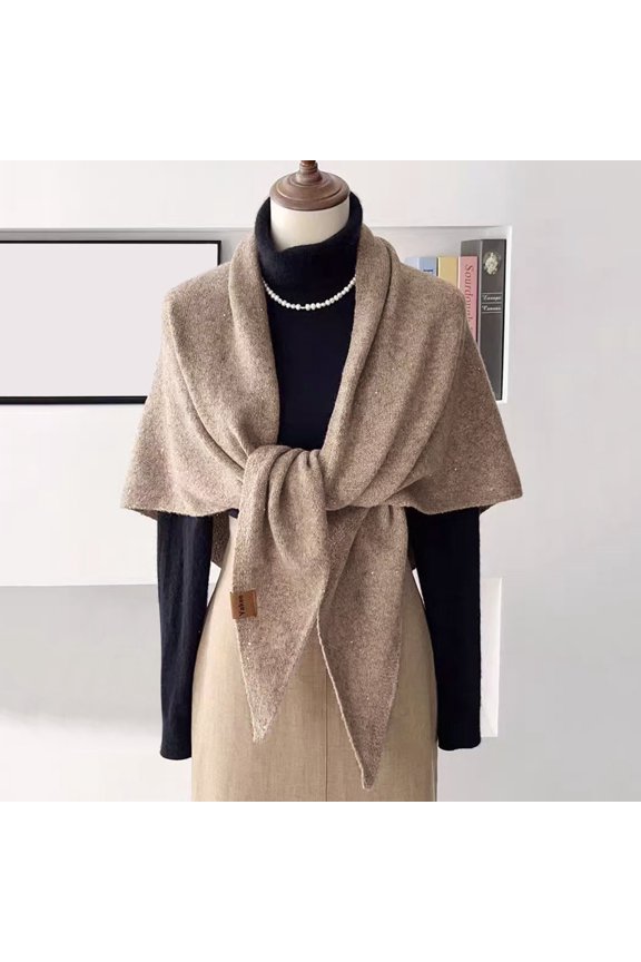 Warm Knitted Vest Warm Knitted Vest Wrap for Autumn Winter, Cozy Pashmina Cape with Glitter for Evening Wear & Special Occasions