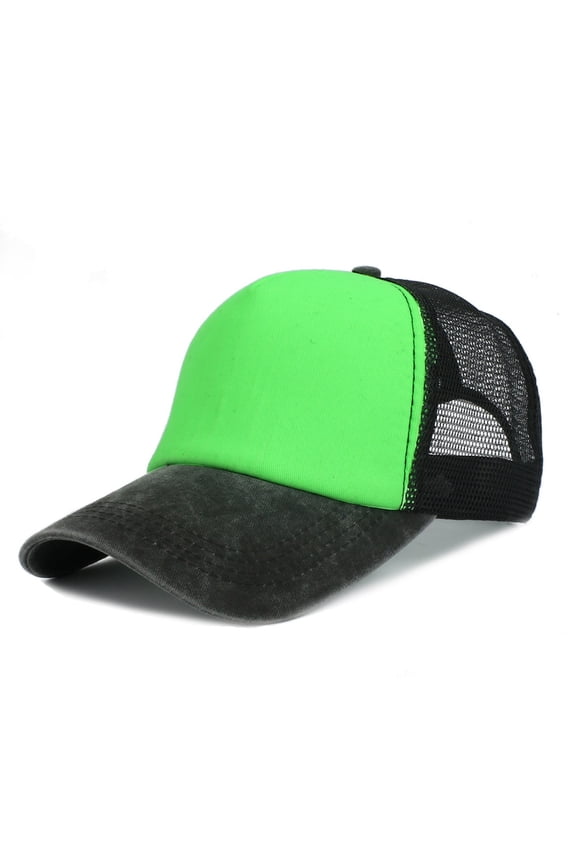 Washed Distressed Baseball Cap Ponytail Hat Summer Mesh Cap with Adjustable Snapback Strap