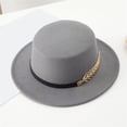 thumbnail image 1 of VLOOCKLW Flat Top Jazz Hat Women Men Wool Warm Autumn Winter Hat with Ribbon Wide Brim Classic Jazz Caps for Daily Dress Outdoor Wear, 1 of 3