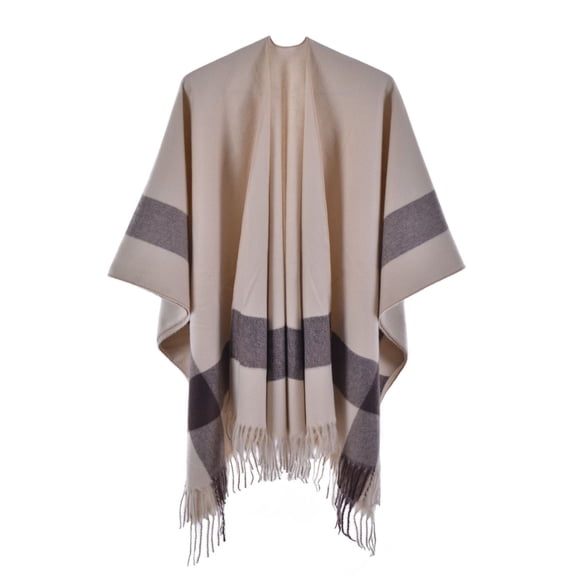 VLOOCKLW Women's Color Blocking Cloak Cozy Hooded Cardigan Wrap for Ladies, Soft Oversized Wrap with Open Front for Daily Wear & Cold Weather