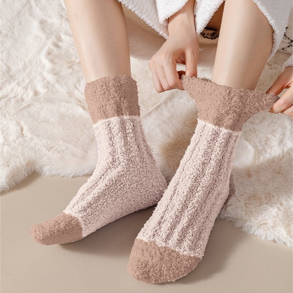 VLOOCKLW Women's Coral Fleece Socks Soft Warm Extra Thickened Coral Fleece Socks for Autumn Winter, Comfortable House Socks for Bed, Relaxing & Cold Weather
