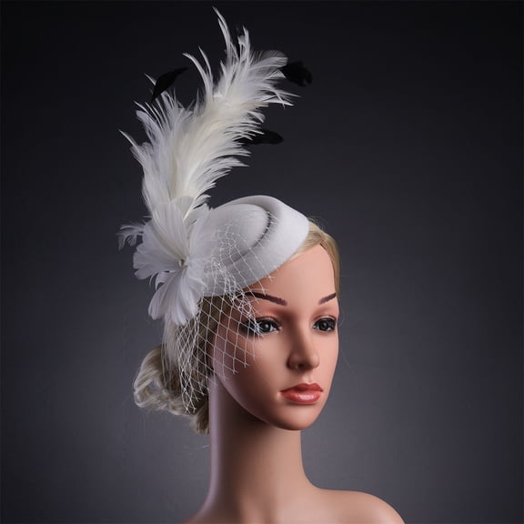 VLOOCKLW Women's Headband Feather Fascinators Hair Clip Tea Party Pillbox Derby Hat Fascinator Bridal Wedding