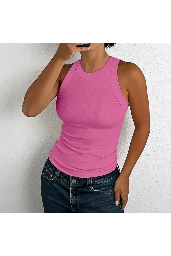 Women's Sleeveless Tank Tops Casual Ribbed Racerback Basic Thick Strap Summer Outfits