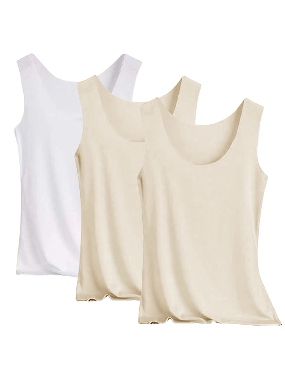 Women's Tummy Control Shapewear Tank Tops 3-Piece Seamless Square Neck Compression Tops Slimming Body Shaper Camisole
