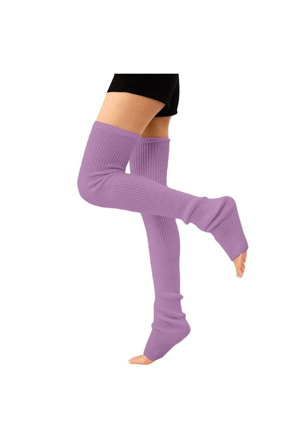 Womens Knit Long Socks Vertical Stripe Over Knee Thigh High Yoga Sports Casual Warm Stretchy
