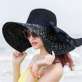 thumbnail image 1 of VLOOCKLW Womens Mens Wide Brim Straw Panama Hat Wide Brim Summer Hat Foldable Packable Floppy Beach Hats for Women, 1 of 2