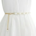 thumbnail image 1 of VLOOCKLW Womens Sweet Thin Pearl Chain Hook Adjustment Waist Belt Decorative Dress Small Fragrance For Jeans Skirt Boho Casual, 1 of 8