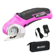 VLOXO Cardboard Cutter, Cordless Electric Scissors for Leather with Safety Lock, Box Cutter Electric Multi-Cutting Tools Rechargeable Powerful for Canvas Leather Plastic with Storage Box Pink