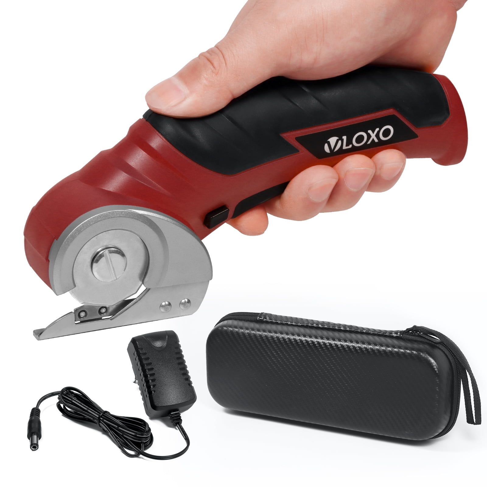 VLOXO Cordless Electric Scissors, Electric Fabric Scissors 4V Power Mini Cutter Rechargeable Cardboard Cutter with Safety Lock Multi-Cutting Tools for Leather Cardboard Canvas