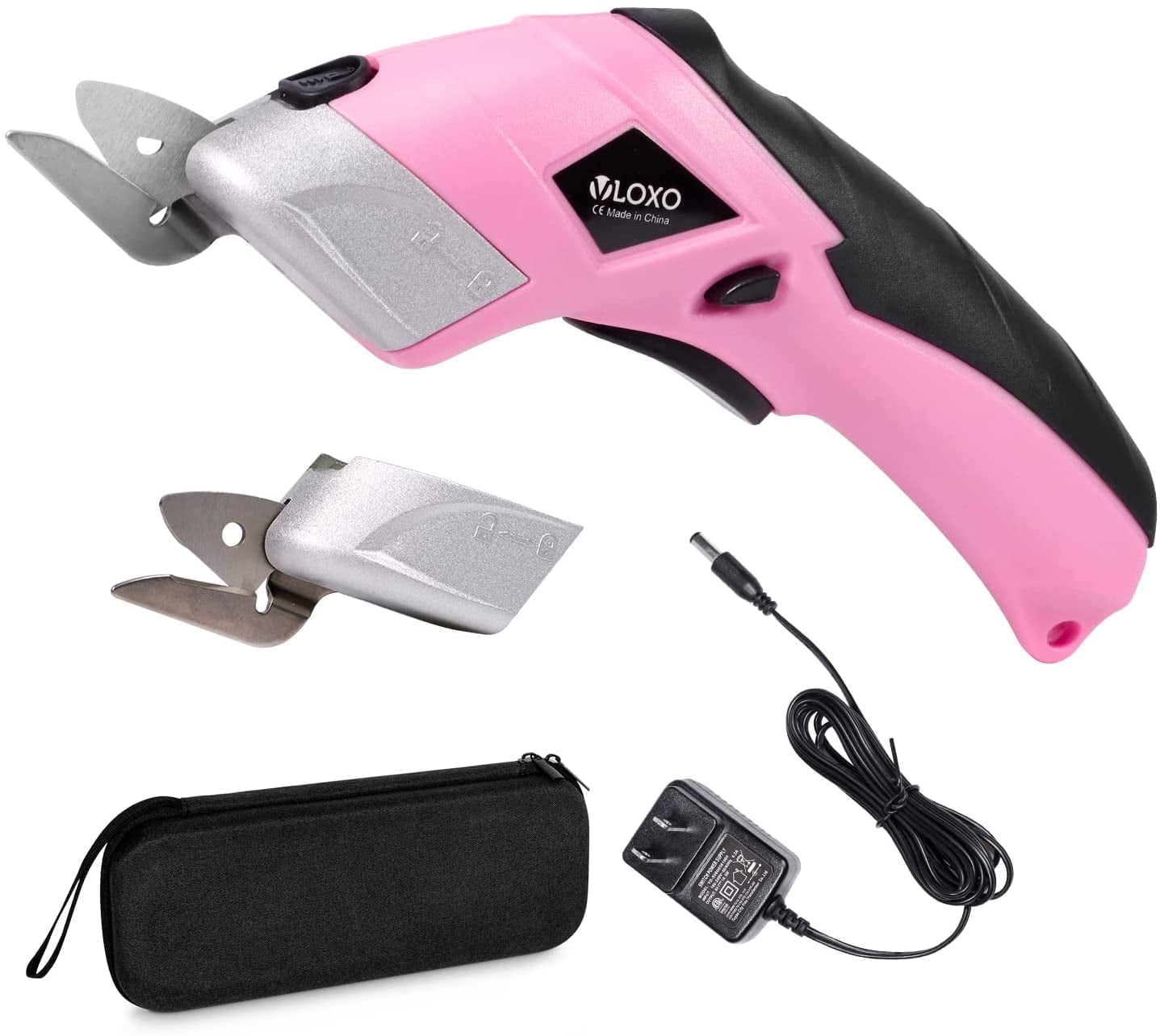 VLOXO Pink Power Electric Fabric Cutter - Cordless Craft Scissors for Cardboard, Carpet, Sewing, Crafts and Scrapbooking