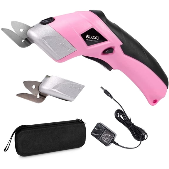 VLOXO Pink Power Electric Fabric Cutter - Cordless Craft Scissors for Cardboard, Carpet, Sewing, Crafts and Scrapbooking