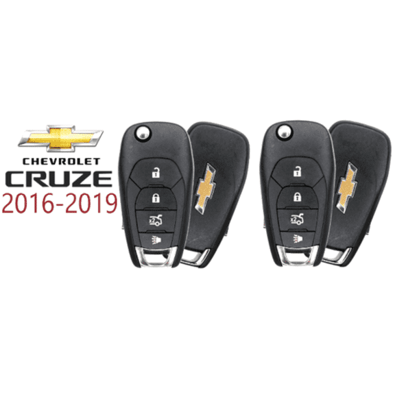 VLS Flip Remote Key Fob for Chevrolet Cruze 2016-2019, 433 MHz, LXP-T004, 2 Pieces