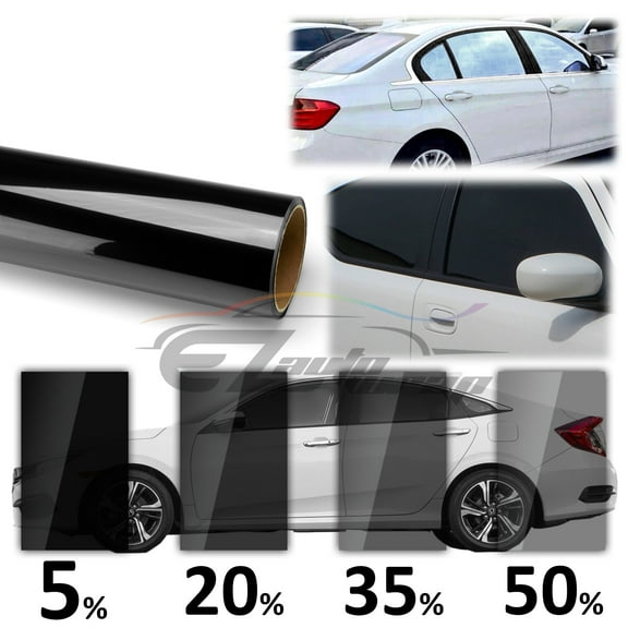 EzAuto Wrap Professional Uncut Tint Roll 20” x 120” Charcoal Black Dyed Window Film